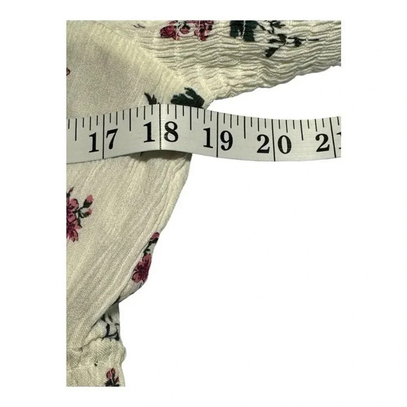 American Eagle Women's Small Floral Smocked Bell Sleeve Top White - Picture 5 of 8